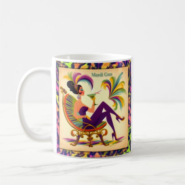 Meio século Mardi Gras Mulher Com Uma Caneca Marti (Esquerda)