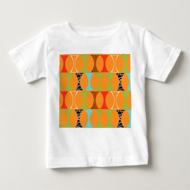 Meio século Moderno Padrão Laranja Bebê T-Shirt (Frente)