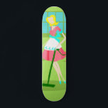 meio século Moderno - Quadro de Skateboard<br><div class="desc">Este Meio século moderno skate de casada retrô vai fazer você quebrar suas cordas de pérolas para fazer as tarefas mais mundanas. O design apresenta um fundo de verde limão com uma janela azul. Mas, a pièce de résistance é, com certeza, a clássica dona de casa de televisão vestindo um...</div>