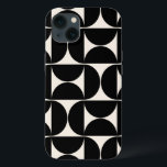 Meio século Padrão Vintage Moderno Preto e Branco<br><div class="desc">Padrão Moderno do Meio século Retroativo - Formas Geométricas do Abstrato - Padrão Minimalista em preto e branco creme.</div>