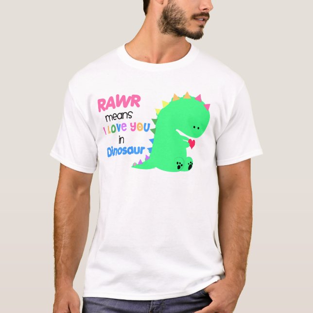 Meios de Rawr eu te amo na camisa #2 do DINOSSAURO (Frente)