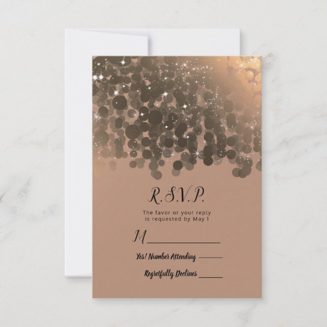 Mel Bege Champanhe Dourado Brilho RSVP Resposta (Frente)