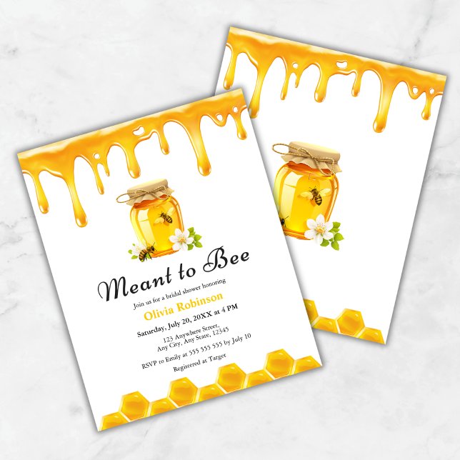 Mel de Orçamento Significa Convidar Chá de panela  (Budget Yellow Honey Meant to Bee Bridal Shower Invitation   )