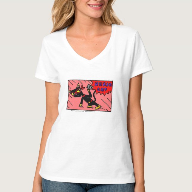 Mel "NINJA CAT" Mulher T-Shirt V-Neck (Frente)