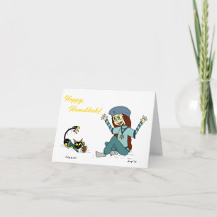 Mel o gato e o cartão de chanucá personalizável ma