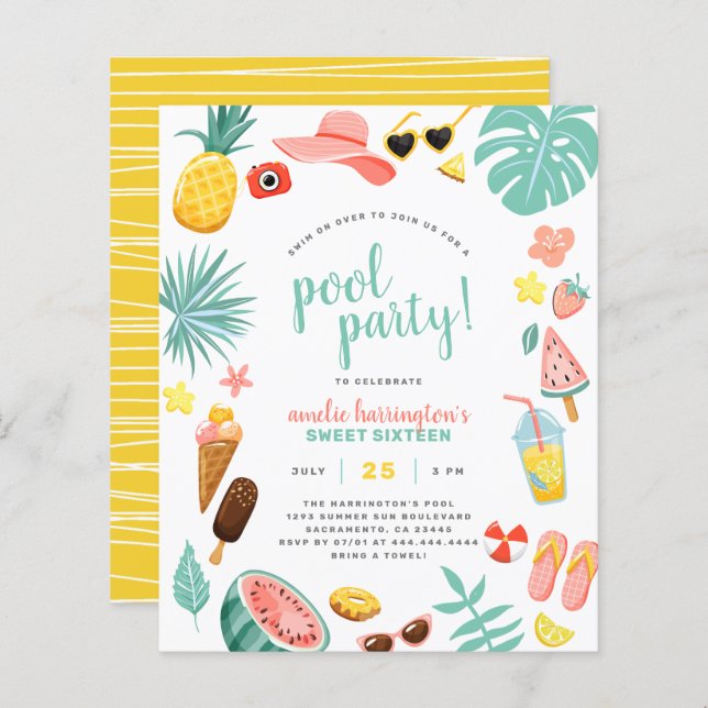 Melancia do orçamento, abacaxi e Piscina tropical (Frente/Verso)