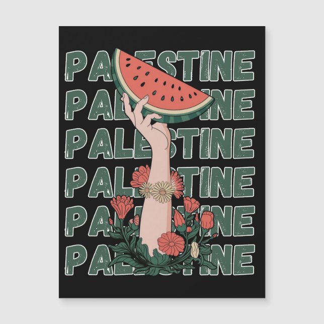 melancia, flores e texto palestino Repetir (Frente)
