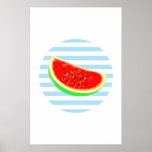 Melancia, poster, poster de Verão, círculo AZUL