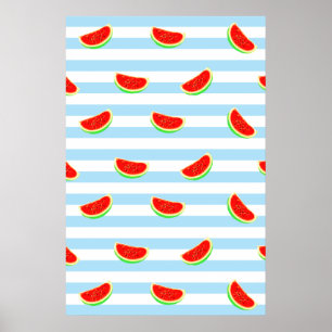 Melancia, poster, poster de Verão, padrão azul,