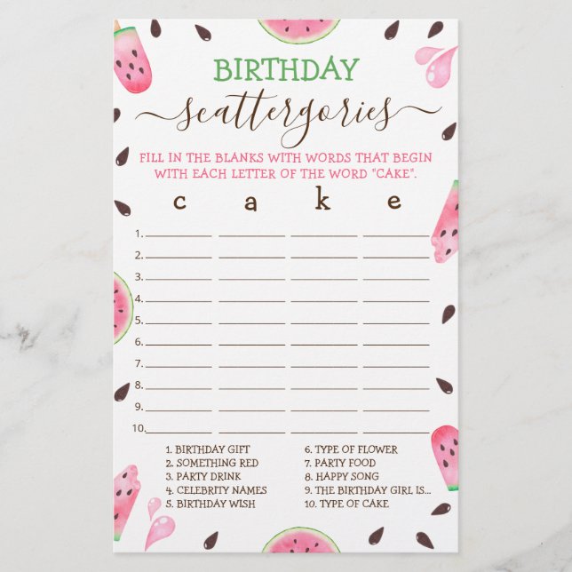 Melancia Um Em Uma Escateria De Aniversário De Mel (Frente)