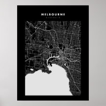 Melbourne Dark City Map Poster