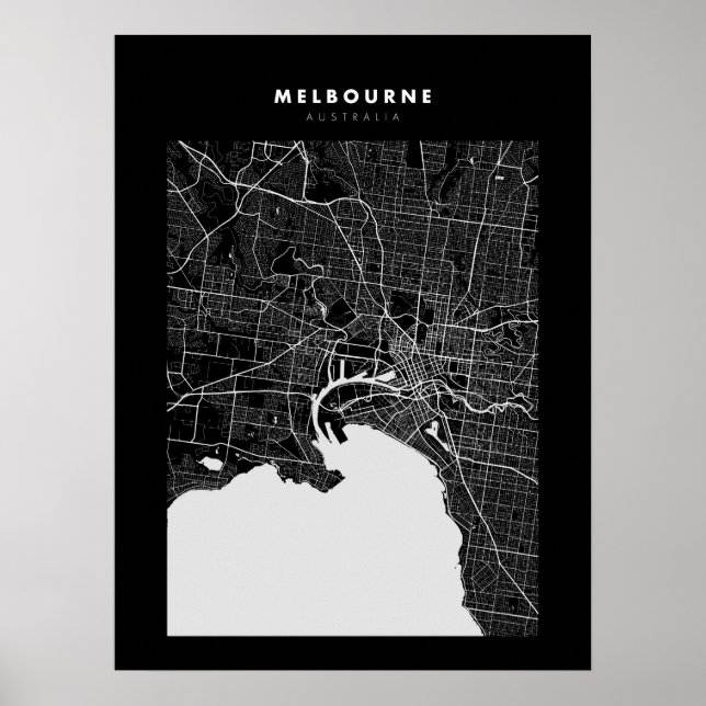 Melbourne Dark City Map Poster (Frente)