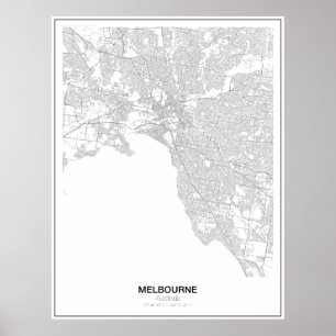 Melbourne, Poster de Mapa Minimalista da Austráli