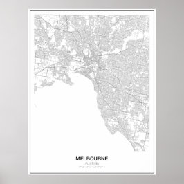 Melbourne, Poster de Mapa Minimalista da Austrália