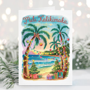 Mele Kalikimaka Hawaiian Feliz Cartão de Natal