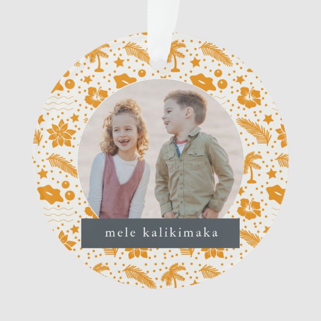 Mele Kalikimaka Natal 2 Ornamento Laranja Foto (Frente)