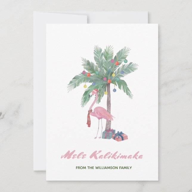 Mele Kalikimaka Rosa Flamingo Em Santa Hat (Frente)