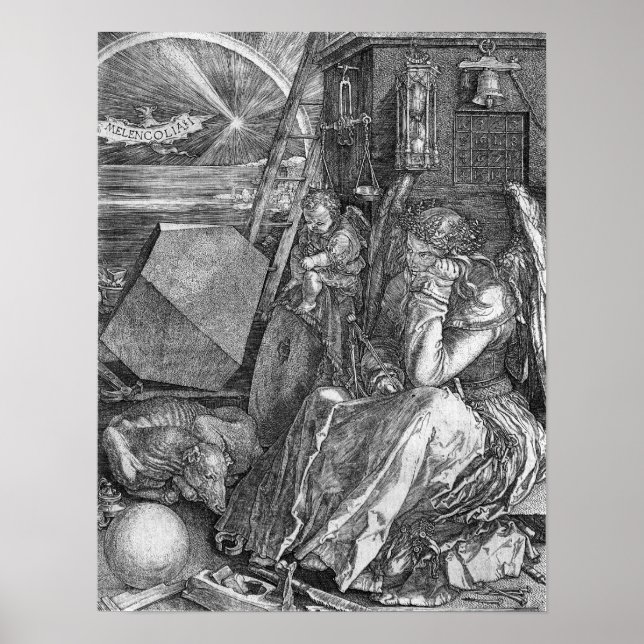 Melencolia Impressão por Albrecht Durer (Frente)