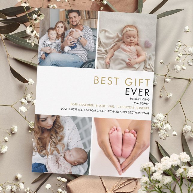 Melhor Anúncio de Nascimento de Foto do Bebê (Best Gift Ever Christmas Photo Birth Announcement)