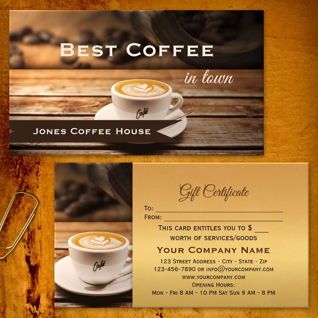 Melhor Café na Modelo de Certificado de Presente n (Criador carregado)