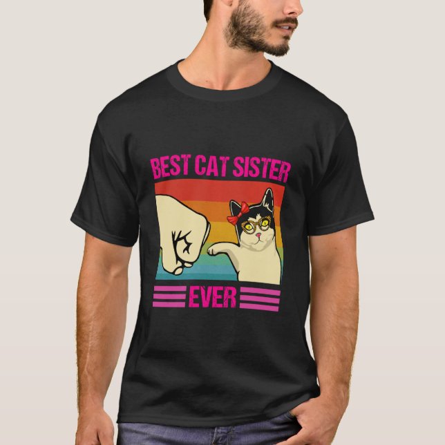 Melhor Camiseta de Irmã de Gato de Sempre para Mul (Frente)