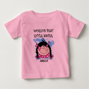 Melhor camiseta Irmã Personalizada de Cabelo Negro