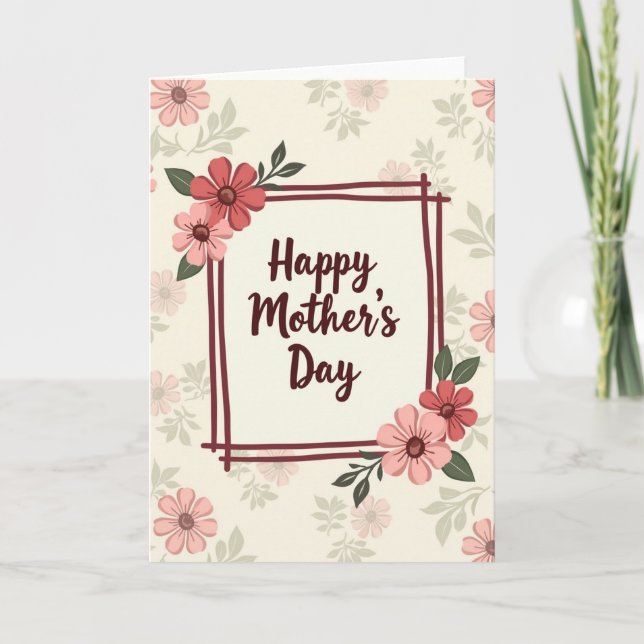 Melhor Cartão de Flor Desenhada para Mãe (Frente)