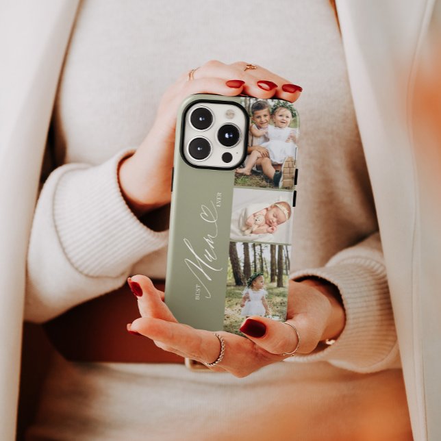 Melhor Colagem de Fotografias do Dia de as mães 3  (Best Mum Ever Script Mother's Day 3 Photo Collage Case-Mate iPhone Case)