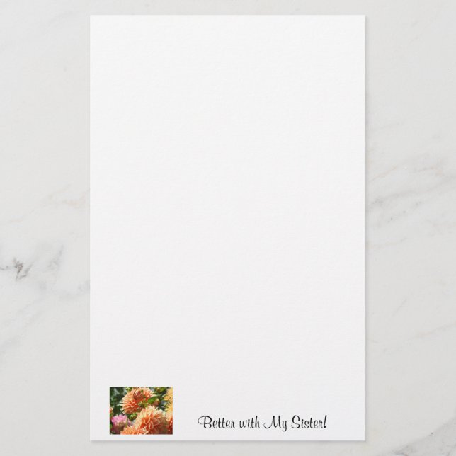 Melhor com Minha Irmã! papelaria Laranjas Dahlias (Frente)