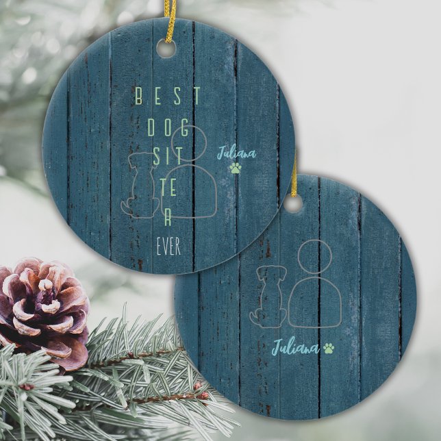 Melhor Enfeites de natal Personalizado de Separado (Show your Favorite Dog Sitter how thankful you are for their hard work, with this custom ornament!)