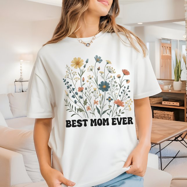 Melhor Mãe Alguma Vez Retrora Camisa De Flor Selva (best mom ever shirt, retro mom shirt, wildflowers shirt, mom gift shirt, mothers day shirt)