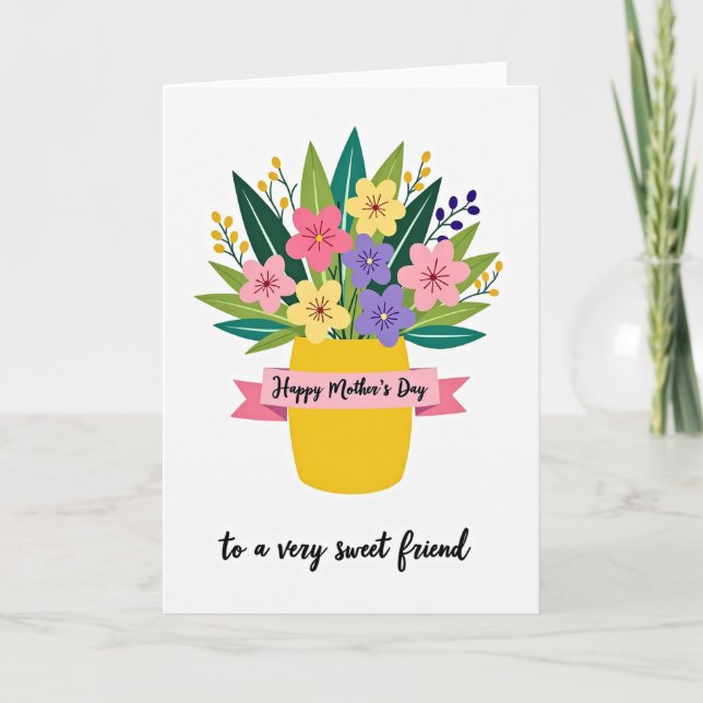 Melhor Mãe Cartão Floral Alegre (Frente)
