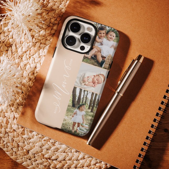 Melhor Mãe de Todos os Tempos Script Dia das Mães  (Best Mom Ever Script Mother's Day 3 Photo Collage Case-Mate iPhone Case)