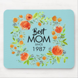 Melhor Mãe Desde Watercolor Floral Mousepad