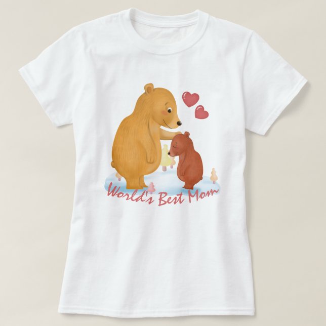 Melhor Mãe do Mundo - Bear Mãe e Bebê T-Shirt (Frente do Design)