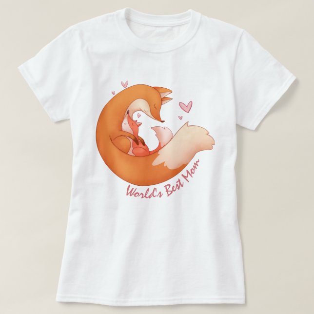 Melhor Mãe do Mundo - Fox Mãe e Bebê T-Shirt (Frente do Design)
