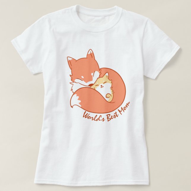 Melhor Mãe do Mundo - Fox Mãe e Bebê T-Shirt (Frente do Design)