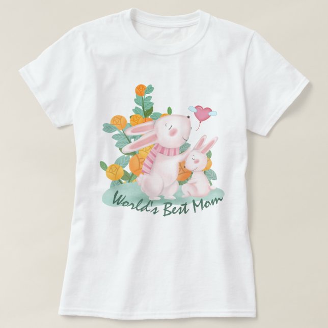 Melhor Mãe do Mundo - Mãe Coelhinha e Camiseta Beb (Frente do Design)