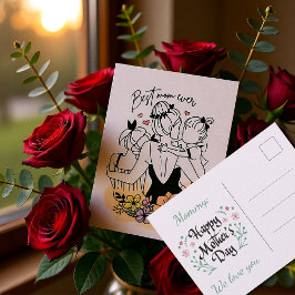 Melhor mãe do mundo mamãe, cartão postal de crianç