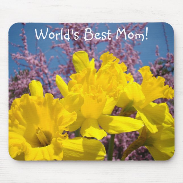 Melhor Mãe do Mundo! mousepad Spring Narcisos Flor (Frente)