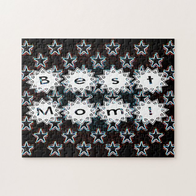 Melhor Mãe Estrelas em Neon Quebra-cabeça (Horizontal)