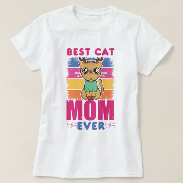 Melhor Mãe Gato Alguma Vez T-Shirt (Frente do Design)