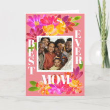 Melhor Mãe Nunca Brilhante Cartão com fotos Flores