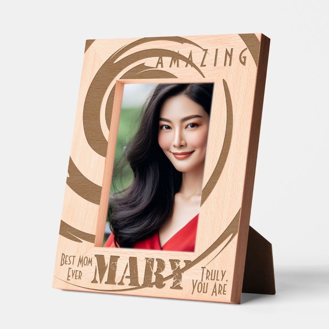 Melhor Mãe Personalizada "Mary" Twirl Art (Custom Mary Photo Frame)