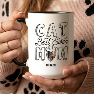 Melhor Mamãe de Gato de Sempre Caneca com Coração 