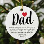 Melhor Ornamento Cerâmico de Natal de Pai<br><div class="desc">Crie o ornamento de natal do seu próprio pai com a palavra "pai" em uma letra de script,  um coração vermelho,  um parágrafo fofo sobre como o seu pai é,  e seu nome.</div>