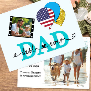 Melhor Pai Americano, Cartão com fotos, Bandeira, 