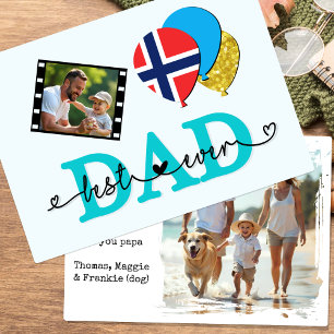 Melhor Pai da Noruega, Cartão com fotos, bandeira,