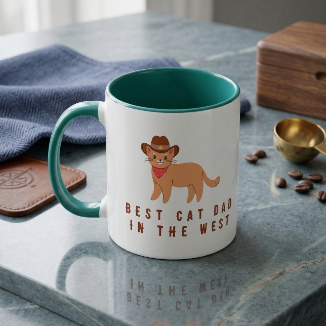 Melhor Pai de Gato do Oeste Caneca de Gato Cowboy  (Criador carregado)