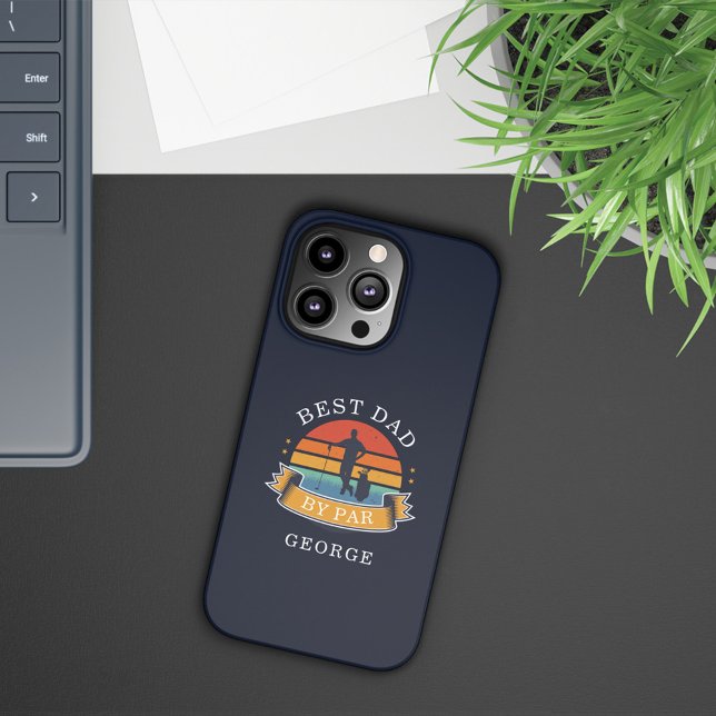 Melhor Pai De Golfe Por Noite De Noite De Noite Pe (Best Dad By Par Retro Navy Blue Phone Case)
